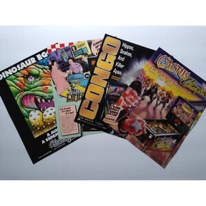 Pinball FLYERS Lot Of 4 Cactus Jacks Congo Diner Dinosaur Eggs Vintage Original